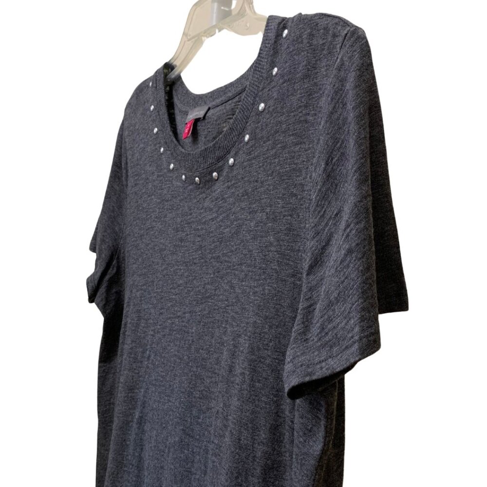 Vince Camuto Black Short Sleeve Top with Metallic Stud Detail Size M - Picture 4 of 5